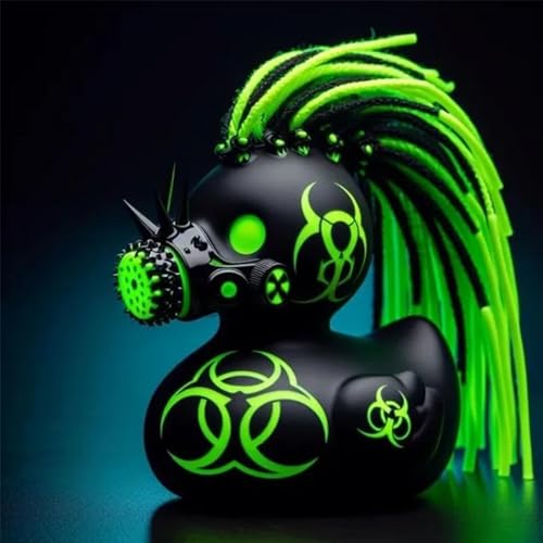 CXINLky Duckieville Enten Statue, Gothic Rock Duck Statue, Schwarz Gothic Punk Entenstatue aus Kunstharz, Satan Ente Tisch Deko Geschenk Rock Entenstatue Sammlerstück (Dreadlock Ente) von CXINLky