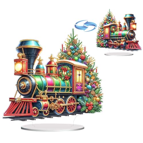 CXINLky Weihnachten Diamond Art Painting Tisch Deko, 5D Diamant Painting Weihnachten Tischdeko, Weihnachten Diamant Malerei Stehend Kunst Set für Hausgeschenk Deko-06-Zug von CXINLky