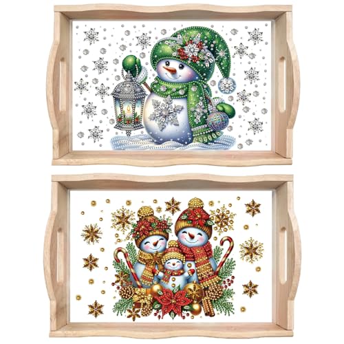 DIY Diamond Art Painting Serviertablett Weihnachten, Frühstückstablett Serviertablett mit Griffen, Diamant Painting Schneemann Crystal Art Holztablett Küchentablett-2 Stuck-B DIY Diamond Art Painting Serviertablett Weihnachten, Frühstückstablett Serviertablett mit Griffen, Diamant Painting Schneemann Crystal Art Holztablett Küchentablett-2 Stuck-B von CXINLky