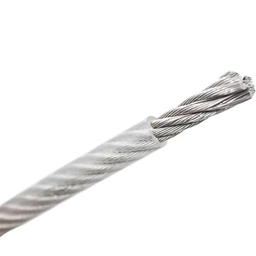 Drahtseil 0,4/0,5/0,6/0,8/1,0/1,2/1,5/2/2,5/3/4/5/6/8/10/12 MM Durchmesser 304 Edelstahl-Drahtseil mit klarer PVC-Kunststoffbeschichtung (Size : 100M 0.8to1.0MM 7X7) von CXJSHDP