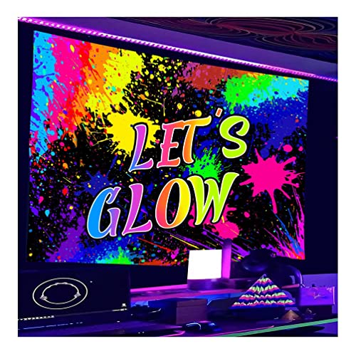 Psychedelic WandtüCher Psychedelischer Schwarzlicht-Wandteppich - Let's Glow, UV-Reaktions-Neon-Poster-Wandteppich, Spielzimmer Wohnheim Party Doodle Tapisserie (Color : A, Size : 150x100cm) von CXKJP