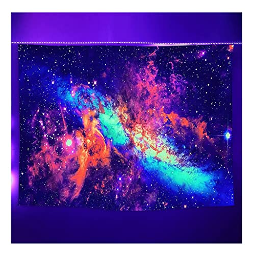 Psychedelic WandtüCher Psychedelischer Sternenhimmel, Schwarzlicht-Wandteppich, UV-reaktiver, leuchtender Wandteppich, Neon-Poster, Schlafzimmer-Party-Dekoration, Hintergrundstoff (Size : 230x180cm) von CXKJP