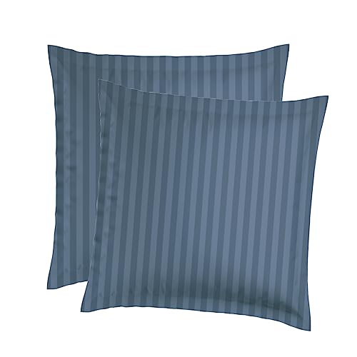 CXL by Christian Lacroix - Set mit 2 quadratischen Kissen + 2 Kissenbezügen – 65 x 65 cm – Bettwäsche aus Baumwoll-Satin – maschinenwaschbar bei 40 °C – gewebte Streifen, blau CXL by Christian Lacroix - Set mit 2 quadratischen Kissen + 2 Kissenbezügen – 65 x 65 cm – Bettwäsche aus Baumwoll-Satin – maschinenwaschbar bei 40 °C – gewebte Streifen, blau von CXL by Christian Lacroix