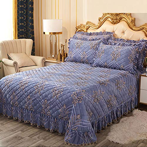 CXLT Winter Tagesdecke/Bettdecken Warm Halten Kristall Samt Baumwolle Gesteppte Bettüberwurf 3 Stück Bettwäsche Dekoration Weiche Bequeme Bedspread Mit 2 Kissenbezug,L-SuperKing:245x270cm+50x70cmx2 von CXLT