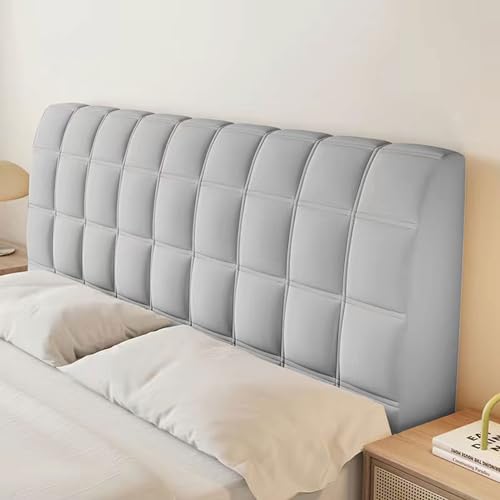 Kopfteil Bezug für Doppel Einzel King-Size-Bett, Bettkopfteil Hussen Gepolstert/Leder/Holz Bett-Rückenlehnenschutz Staubdicht Dekoration, Kristall-Samt-Stretch-Bed Headboard Cover(120cm,Llight grey) von CXLT