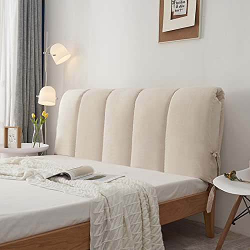 Nordic Style Bett Kopfbedeckung Kissen Leder Samt Verdicken All-Inclusive Einzel Doppel Kopfteil Abdeckung Holz Bett Kopf Rückenlehne Dekoration Protektor Staubdichte Bezug Waschbar,Beige-180x60cm von CXLT