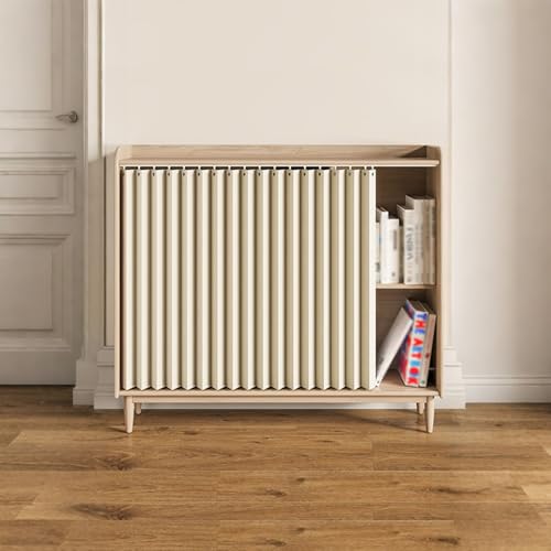 Faltbare Schrank Vorhang, Schrank Vorhang zum Schieben mit Schienen, für Türlose Regale/Schränke, Ohne Bohren(Off-White,60x50cm) von CXLXBRZD