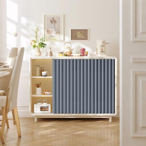 Küchenschrank Vorhang, Faltbar, Regal Vorhang, mit Selbstklebender Leiser Schiene, für Wohnzimmer, Schrank(Blue,100x80cm) von CXLXBRZD