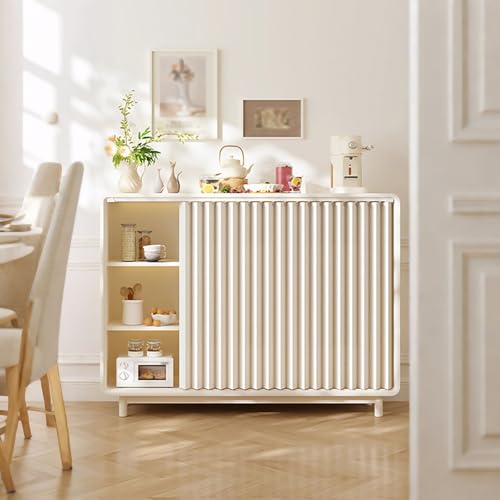 Küchenschrank Vorhang, Faltbar, Regal Vorhang, mit Selbstklebender Leiser Schiene, für Wohnzimmer, Schrank(Off-White,80x60cm) von CXLXBRZD