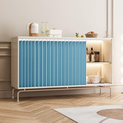 Schrank Vorhang mit Geräuschlosen Schienen, Faltbarer Kleiner Vorhang, für Tür Lose Schränke und Unter Waschbecken(Blue,80x50cm) von CXLXBRZD