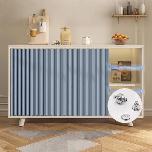 Schrankvorhänge mit Selbstklebenden Schienen und Haken, Sichtschutzvorhänge for Küchenarbeitsplatten oder Vorratsregale(Blue,70x50cm) von CXLXBRZD