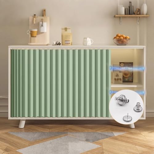 Schrankvorhänge mit Selbstklebenden Schienen und Haken, Sichtschutzvorhänge for Küchenarbeitsplatten oder Vorratsregale(Light Green,100x100cm) von CXLXBRZD