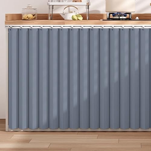 Schrankvorhang, Stanzfreie Installation, Faltbarer Kleiner Vorhang, für Schränke in Badezimmern/Schlafzimmern/Schränken(Blue,100x60cm) von CXLXBRZD