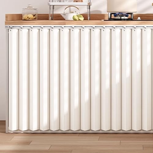 Schrankvorhang, Stanzfreie Installation, Faltbarer Kleiner Vorhang, für Schränke in Badezimmern/Schlafzimmern/Schränken(White,80x70cm) von CXLXBRZD