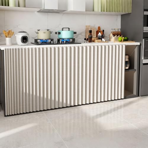 Vorhang Küchenschrank für Schränke mit Selbstklebenden Schienen, Wasserdichter Kleiner Vorhang für Türlose Schränke und Unter Waschbecken(White,100x60cm) von CXLXBRZD