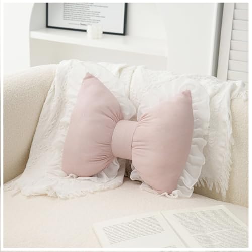 CXM WLONG 'ART 1 x rosa Spitzenkissen, Spitzen-Schleifen-Design, Heimdekoration, 40 x 32 cm. von CXM WLONG 'ART