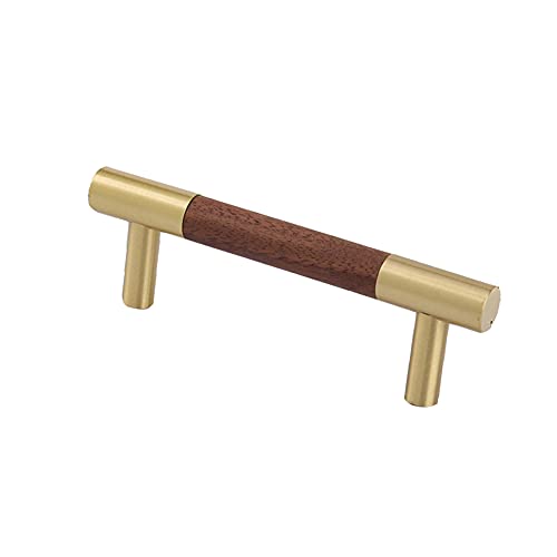 CXM WLONG 'ART 1er-Pack Griffe aus schwarzem Nussbaumholz mit massiven goldenen Messingbeschlägen,Dekorative Schubladengriffe, Lochabstand 96 mm/3,78" von CXM WLONG 'ART