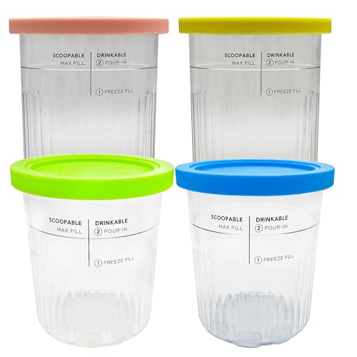 Eiscreme-Behälter mit Silikondeckel, kompatibel mit Ninja NC501 Creami Deluxe 11-in-1 Ice Cream & Frozen Treat Maker und Modell:NC500, NC501, NC501H, NC501HBL und NC501HGN. von CXQ