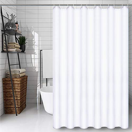 CXTAI Duschvorhang 180 x 180 cm - Weiß, Shower Curtains mit 12 Duschringen, Schimmelresistent und Wasserabweisend, Polyester Waschbar von CXTAI