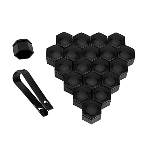 CXVFY 22mm 20 Stück Auto Mutternkappen Schutzabdeckungen Kappen Rostschutz Auto Schraubenabdeckung Auto Reifen Mutter Bolzen Außendekoration(Black) von CXVFY