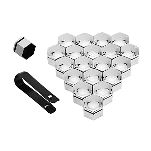 CXVFY 22mm 20 Stück Auto Mutternkappen Schutzabdeckungen Kappen Rostschutz Auto Schraubenabdeckung Auto Reifen Mutter Bolzen Außendekoration(Silver) von CXVFY