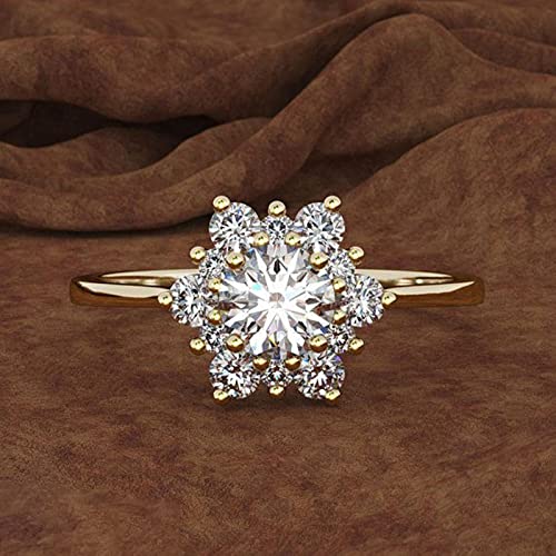 CXWK Luxus weibliche Schneeflocke Ring Mode Gelb Rose Gold Farbe Kristall Zirkon Stein Ring Vintage Eheringe für Frauen von CXWK