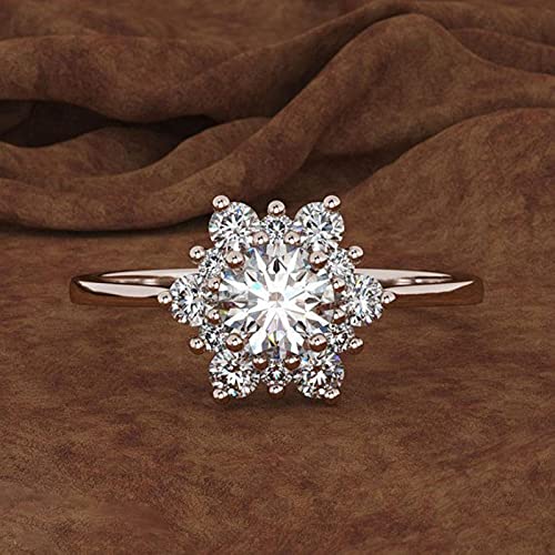 CXWK Luxus weibliche Schneeflocke Ring Mode Gelb Rose Gold Farbe Kristall Zirkon Stein Ring Vintage Eheringe für Frauen von CXWK