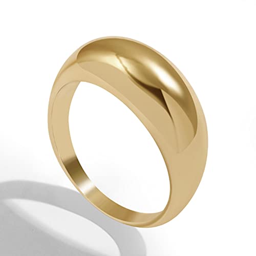 CXWK Minimalistische Goldfarbene, klobige Ringe, Trendige geometrische, runde Kreisringe für Frauen, Dicke Goldstapelringe, weiblicher Hochzeitsschmuck von CXWK