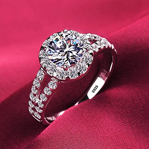 CXWK Weißgold Ringe für Frauen Rundschliff Zirkonia Diamant Solitär Ring Ehering Verlobung Brautschmuck von CXWK