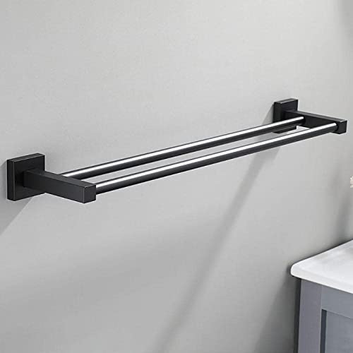 CXWLD Handtuchhalter Schwarz Handtuchstange Badetuchhalter Selbstklebend Bad Doppelt 90cm Wandmontage für Badezimmer Küche von CXWLD