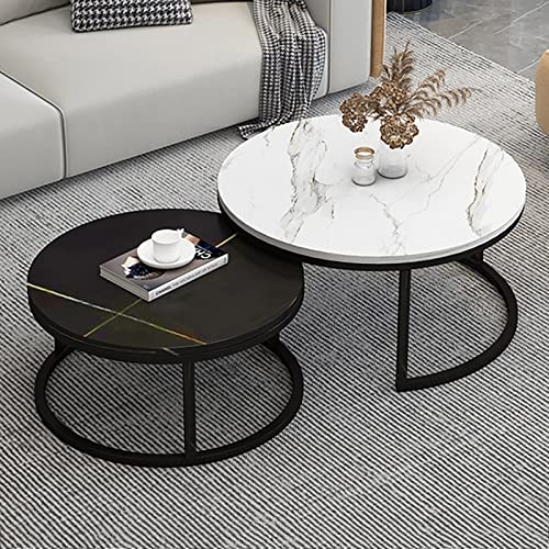 Couchtisch Set Rund Couchtisch 2er Set, Modernes Marmor Design mit robusten Stahlbeinen, Perfekt für kleine Wohnzimmer und Balkon Couchtisch Set Rund Couchtisch 2er Set, Modernes Marmor Design mit robusten Stahlbeinen, Perfekt für kleine Wohnzimmer und Balkon von CXYZM