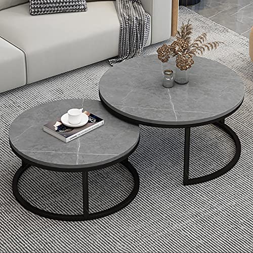 Couchtisch Set Rund Couchtisch 2er Set, Modernes Marmor Design mit robusten Stahlbeinen, Perfekt für kleine Wohnzimmer und Balkon Couchtisch Set Rund Couchtisch 2er Set, Modernes Marmor Design mit robusten Stahlbeinen, Perfekt für kleine Wohnzimmer und Balkon von CXYZM