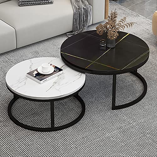 Couchtisch Set Rund Couchtisch 2er Set, Modernes Marmor Design mit robusten Stahlbeinen, Perfekt für kleine Wohnzimmer und Balkon Couchtisch Set Rund Couchtisch 2er Set, Modernes Marmor Design mit robusten Stahlbeinen, Perfekt für kleine Wohnzimmer und Balkon von CXYZM