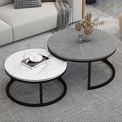 Couchtisch Set Rund Couchtisch 2er Set, Modernes Marmor Design mit robusten Stahlbeinen, Perfekt für kleine Wohnzimmer und Balkon Couchtisch Set Rund Couchtisch 2er Set, Modernes Marmor Design mit robusten Stahlbeinen, Perfekt für kleine Wohnzimmer und Balkon von CXYZM