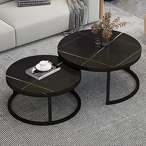 Couchtisch Set Rund Couchtisch 2er Set, Modernes Marmor Design mit robusten Stahlbeinen, Perfekt für kleine Wohnzimmer und Balkon Couchtisch Set Rund Couchtisch 2er Set, Modernes Marmor Design mit robusten Stahlbeinen, Perfekt für kleine Wohnzimmer und Balkon von CXYZM
