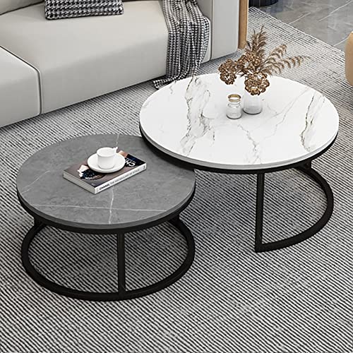 Couchtisch Set Rund Couchtisch 2er Set, Modernes Marmor Design mit robusten Stahlbeinen, Perfekt für kleine Wohnzimmer und Balkon Couchtisch Set Rund Couchtisch 2er Set, Modernes Marmor Design mit robusten Stahlbeinen, Perfekt für kleine Wohnzimmer und Balkon von CXYZM