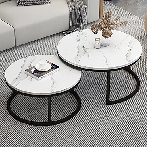 Couchtisch Set Rund Couchtisch 2er Set, Modernes Marmor Design mit robusten Stahlbeinen, Perfekt für kleine Wohnzimmer und Balkon Couchtisch Set Rund Couchtisch 2er Set, Modernes Marmor Design mit robusten Stahlbeinen, Perfekt für kleine Wohnzimmer und Balkon von CXYZM