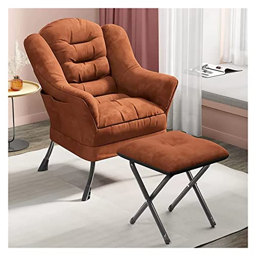 Sessel Modern Lounge Stoff Stuhl mit Armlehnen und Seitentaschen - Faltbarer bequemer Liegesessel mit Fußstütze für Wohnzimmer von CXYZM