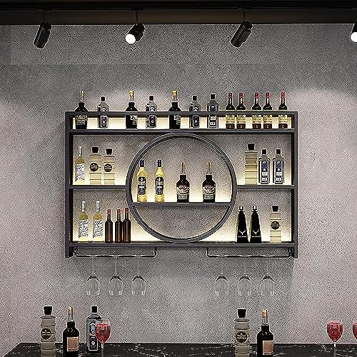 Weinregal zur Wandmontage, modernes Champagnerglas und Weinglasregal aus Metall für Zuhause, Bar und Restaurant, stilvolle multifunktionale Aufbewahrungslösung, Farbe: Schwarz von CXYZM