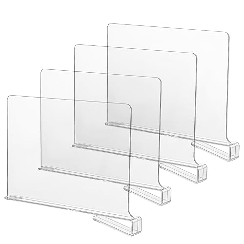CY craft Acryl-Regalteiler für Schränke, Holzregal-Trennwände, 4 Stück, transparente Regal-Trenner, perfekt für Kleider-Organizer und Schlafzimmer, Küchenschränke, Regalaufbewahrung und Organisation von CY craft