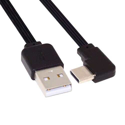 CY 13 cm USB 2.0 Typ-A Stecker auf USB-C Type-C links rechts abgewinkelt 90 Grad Daten-Flachkabel für FPV Disk Phone von CY