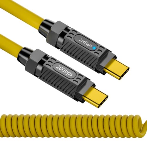 CY Stretch-Spiralkabel USB-C USB4 20 Gbit/s 140 W 8K für Gaming-Tastatur, Maus, Typ-C-Stecker auf Stecker, Strom und Daten (180 cm) von CY