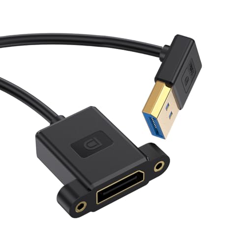 CY Cable Ultrafein nach oben abgewinkeltes DisplayPort 1.4 DP-Verlängerungskabel, Stecker auf Buchse, 8K 60 Hz, 4K 144 Hz, für Desktop-Laptop-Monitor, Grafikkarte, 30 cm von CY