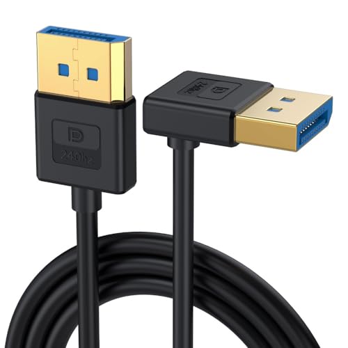 CY Cable Ultrafine nach unten abgewinkeltes DisplayPort 1.4 DP auf DP Kabel 8K 60Hz Kabel Ultra-HD UHD 4K 144 Hz 90 Grad für Desktop-Laptop-Monitor (100 cm) von CY