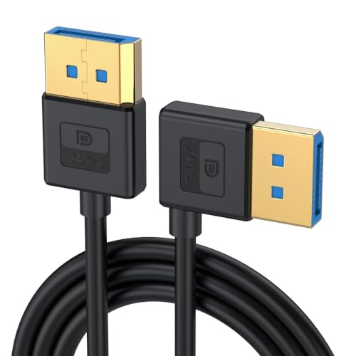 CY Cable Ultrafine rechts abgewinkeltes DisplayPort 1.4 DP auf DP Kabel 8K 60Hz Kabel Ultra-HD UHD 4K 144Hz 90 Grad für Desktop Laptop Monitor (100cm) von CY