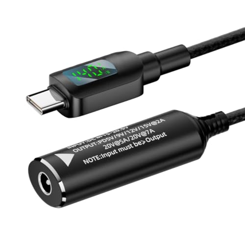 CY DC Jack 5,5x2,5mm Eingang zu USB-C Typ-C Power 140W Smart LED Display Ladekabel für laptop Telefon PD9V/5V/20V/7A von CY