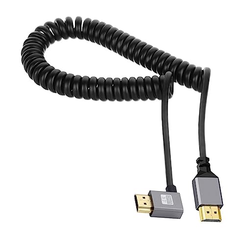 CY HDMI 2.0 Stecker auf HDMI-Stecker, 4K 60 Hz, Stretch-Spiralkabel, links gewinkelt, 90 Grad für HDTV, Computer, Laptop, Monitor von CY
