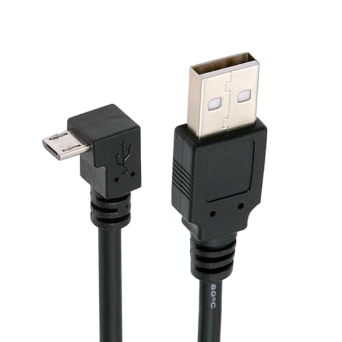 CY Kabel, um 90 Grad nach unten abgewinkelt, Micro-USB 5-polig auf USB 2.0 Typ-A, Daten- und Ladekabel für Telefon-/Tablet-Kamera (50 cm) von CY