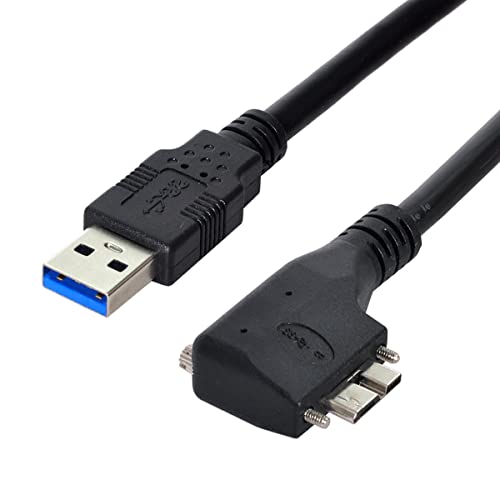CY Kabel Micro USB 3.0 Dual Screws Locking to USB 3.0 Data 5Gbps Stromkabel 90 Grad rechtwinklig Typ für VR Industrial Camera Computer (5.0m) von CY