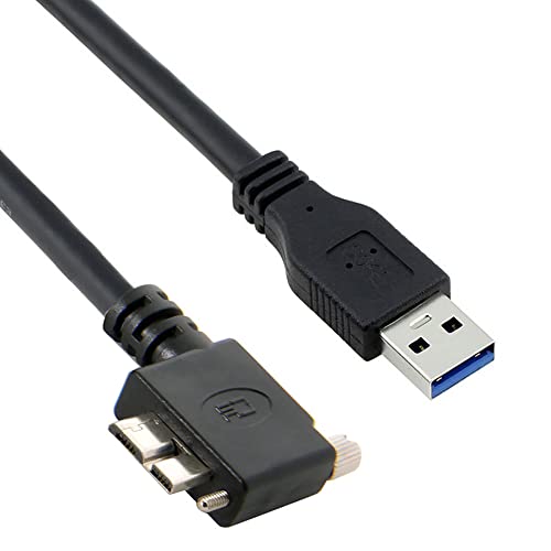 CY Kabel Micro-USB 3.0, Einzelschraube, Verriegelung auf USB 3.0, Daten, 5 Gbit/s, Netzkabel, 90 Grad links abgewinkelt, Typ f?r VR Industriekamera, Computer (3,0 m) von CY